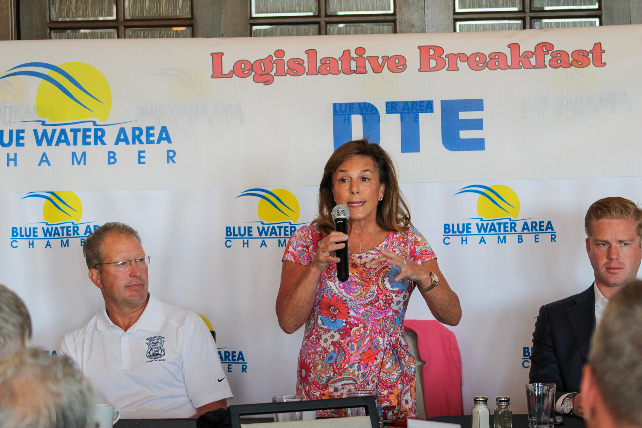 Congresswoman Lisa McClain talks at Blue Water Area Chamber Legislative Breakfast - Photo by Choze Powell