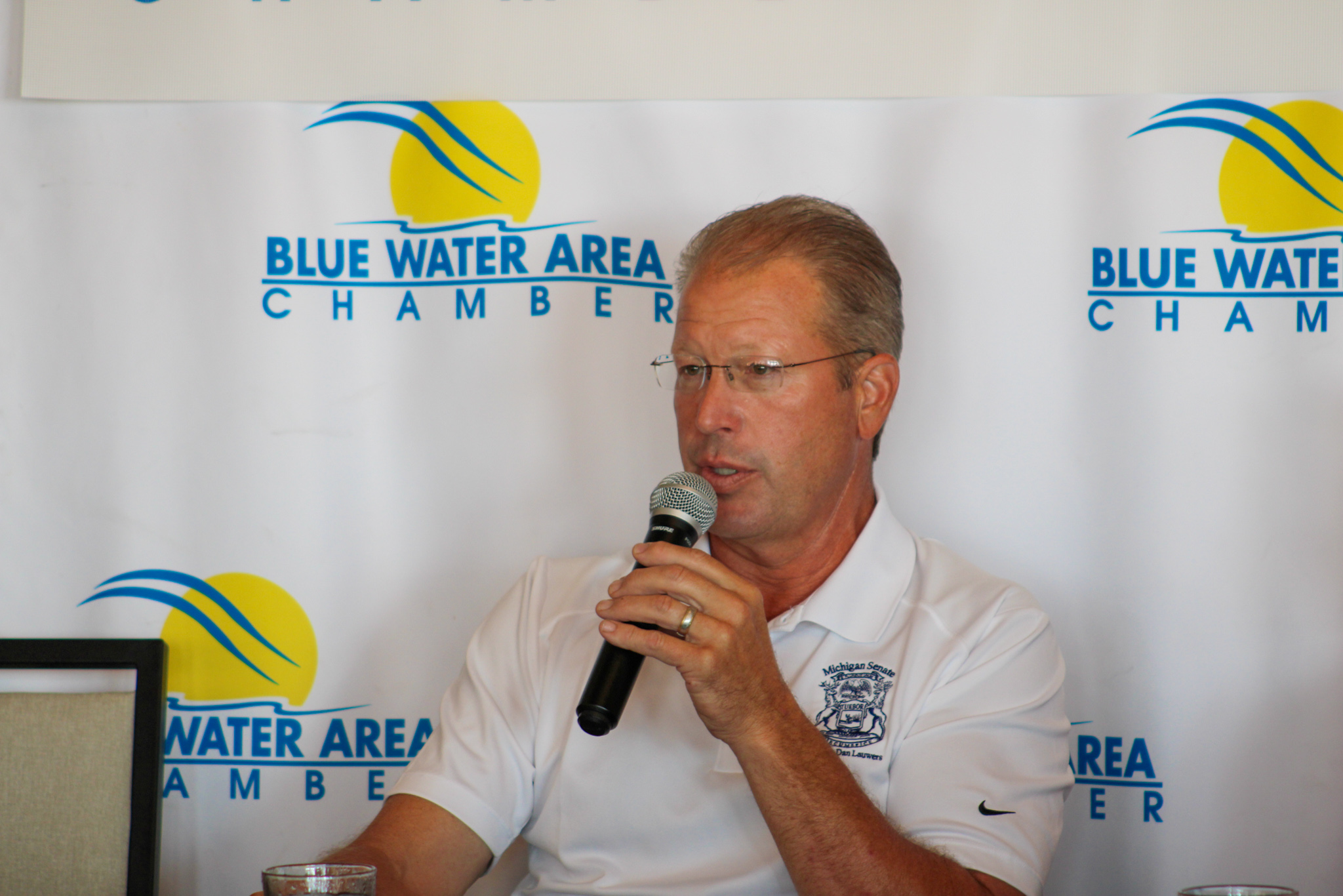 Senator Dan Lauwers talks at Blue Water Area Chamber Legislative Breakfast - Photo by Choze Powell